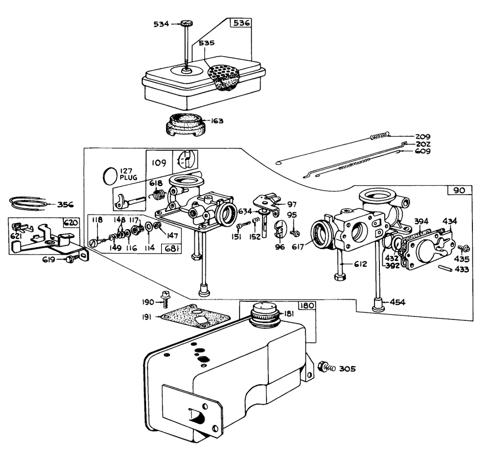Model 299448 Carburetor Assembly Diagram and Parts List for 57051 9000001 - 9999999 Toro Lawn Tractor