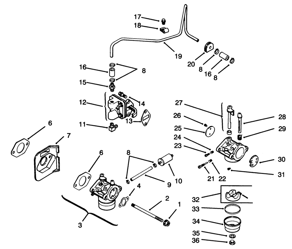 Fuel System Diagram and Parts List for 72043 6900001 - 6999999 Toro Lawn Tractor