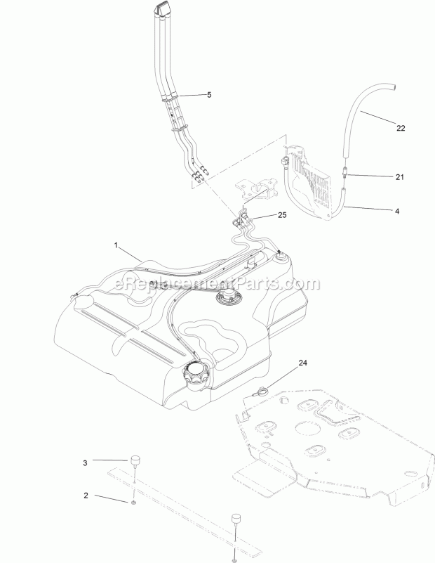 Fuel Tank Mounting Assembly Diagram and Parts List for 74927 315000001-315999999 Toro Lawn Mower