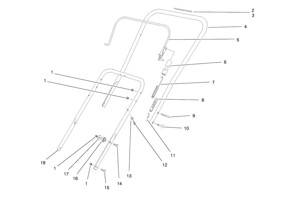 Handle Assembly Diagram and Parts List for 38417 8900001 - 8999999 Toro Snow Blower
