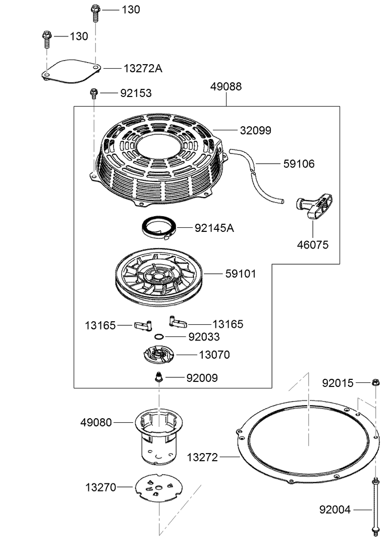 Starter Assembly Diagram and Parts List for 22972 402461470 - 404709999 Toro Lawn Tractor Accessories