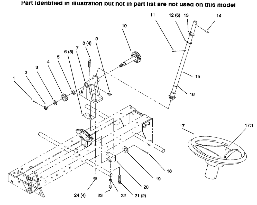 Steering Diagram and Parts List for 73502 6900001 - 6999999 Toro Lawn Tractor