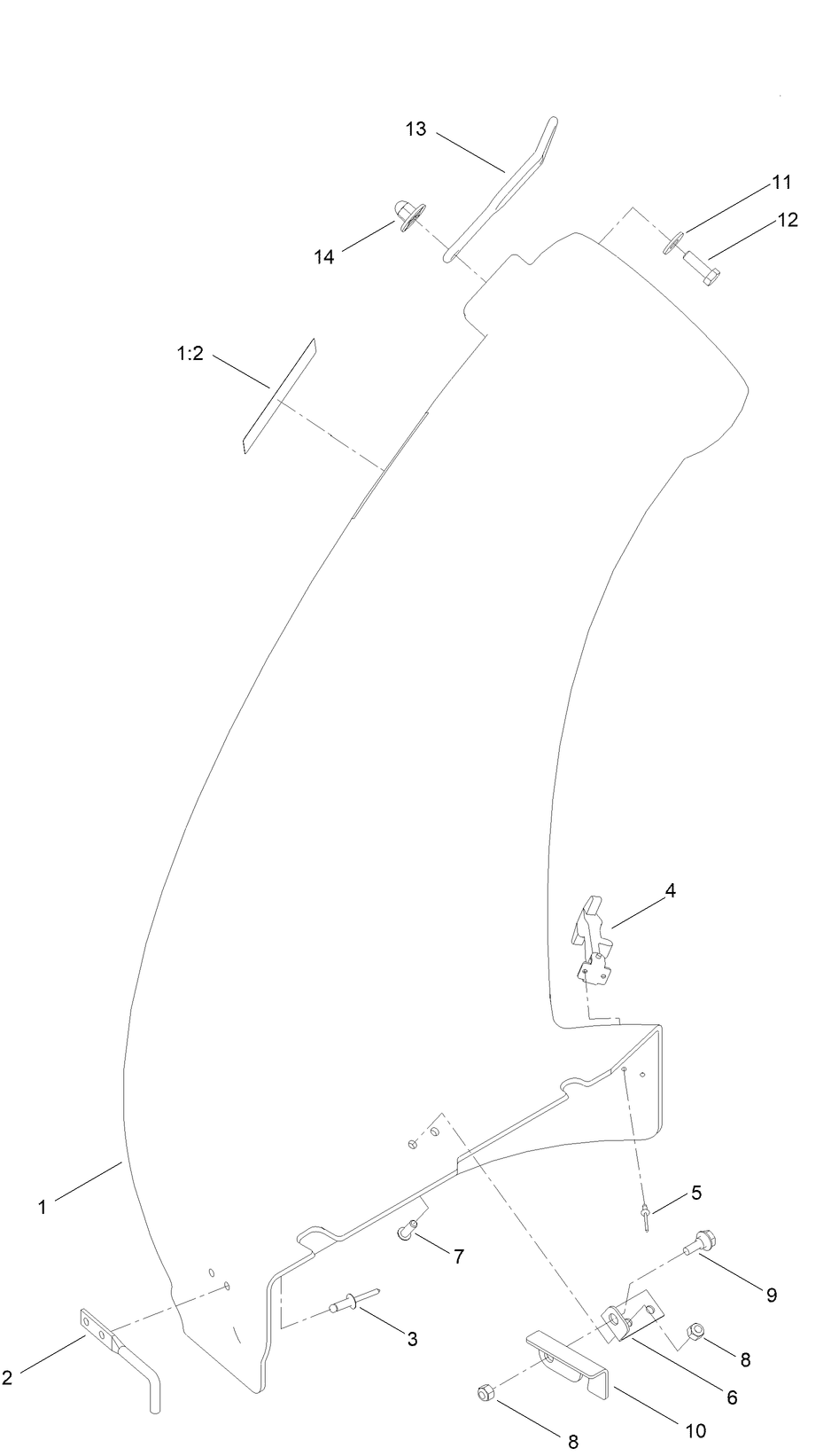 Chute Assembly No. 140-5167 Diagram and Parts List for 79417 416800000 - 999999999 Toro Lawn Tractor