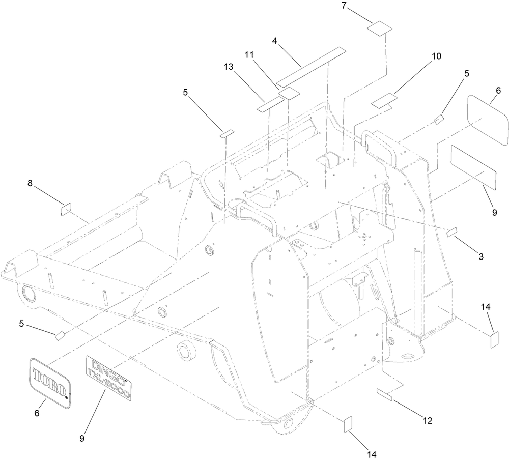 Frame Assembly No. 138-4723 Diagram and Parts List for 22530 414400000 - 999999999 Toro Lawn Tractor Accessories