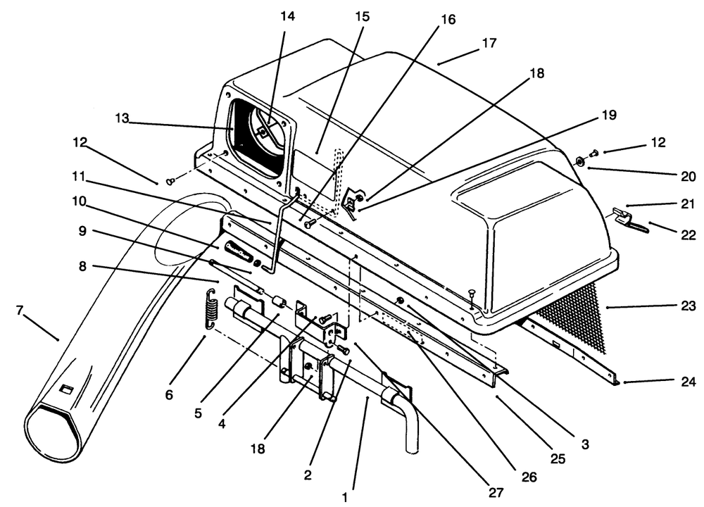 Cover & Chute Assembly Diagram and Parts List for 79200 49000001 - 49999999 Toro Lawn Tractor Accessories