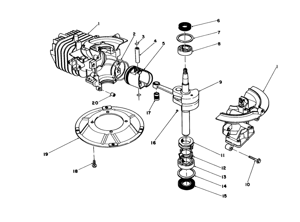 Crankshaft Assembly Diagram and Parts List for 16780 4000001 - 4999999 Toro Lawn Mower