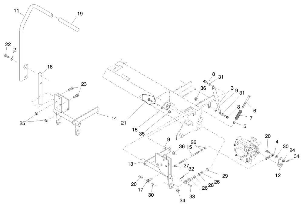 Motion Control Lever Diagram and Parts List for 74200 890001 - 899999 Toro Lawn Tractor