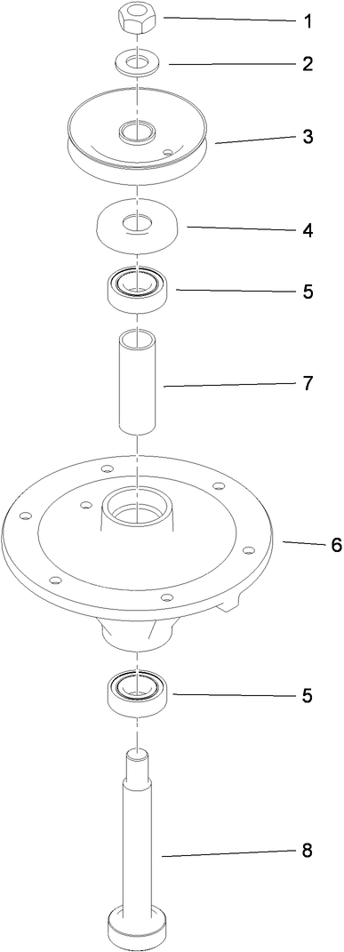 Spindle Assembly 1 Diagram and Parts List for 74536TE (313000001-313999999)(2013) Toro Lawn Mower