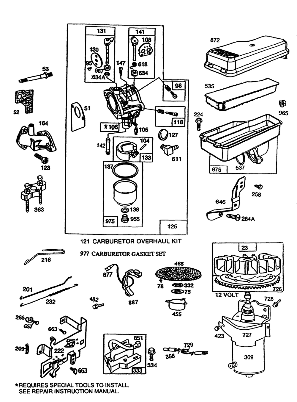 Briggs & Stratton Model No. 191707-0121-01 Diagram and Parts List for 56132 2000001 - 2999999 Toro Lawn Tractor