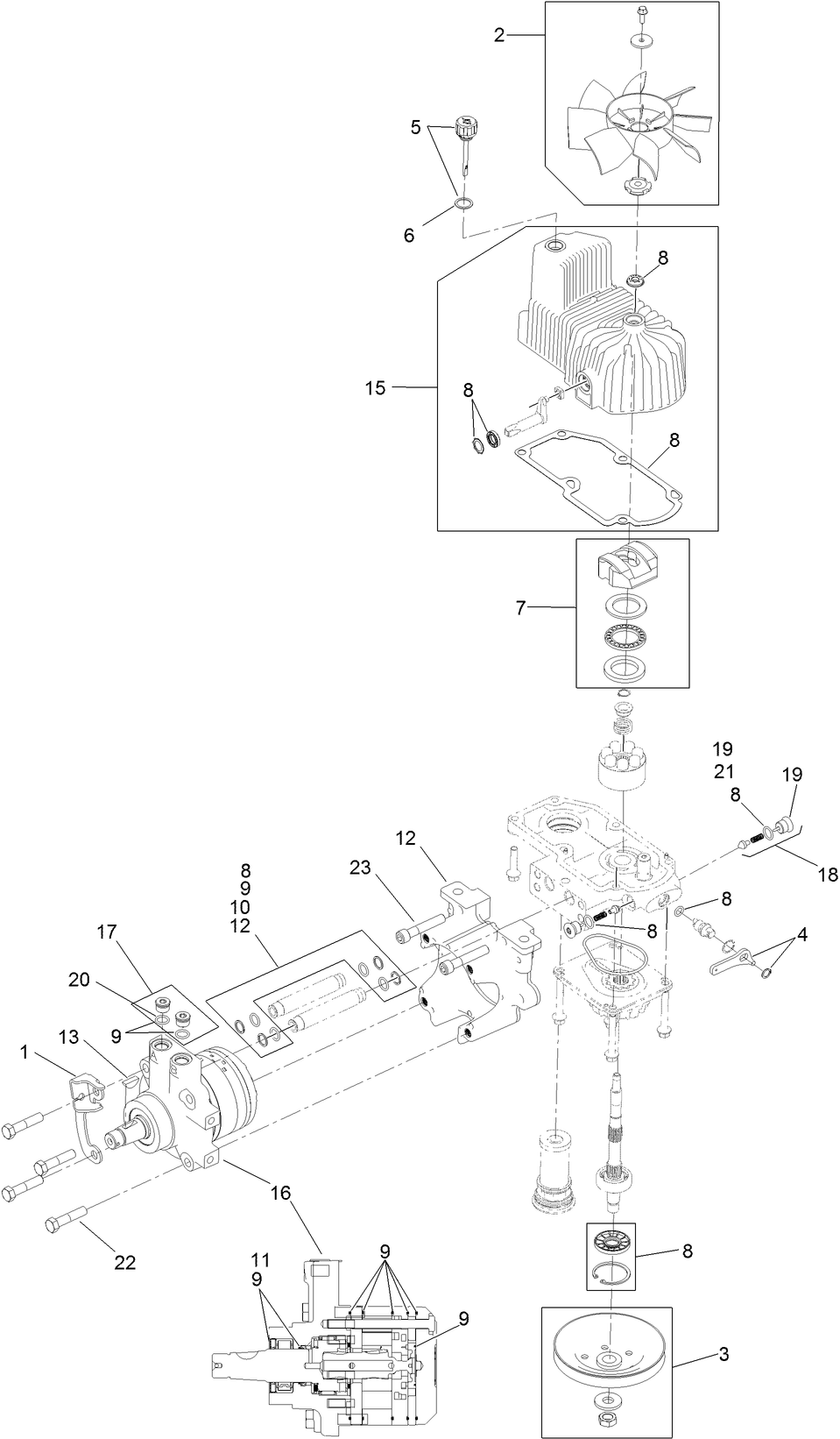 Lh Hydro Assembly Diagram and Parts List for 74902TE (314000001-314999999)(2014) Toro Lawn Mower