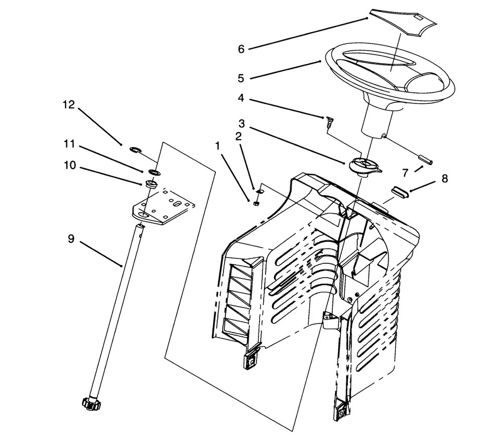 Steering Assembly Diagram and Parts List for 71200 3900001 - 3999999 Toro Lawn Tractor