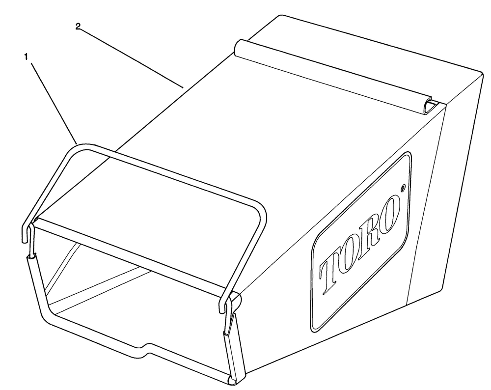 Grass Bag Assembly Diagram and Parts List for 26621B 1000001 - 1999999 Toro Lawn Mower