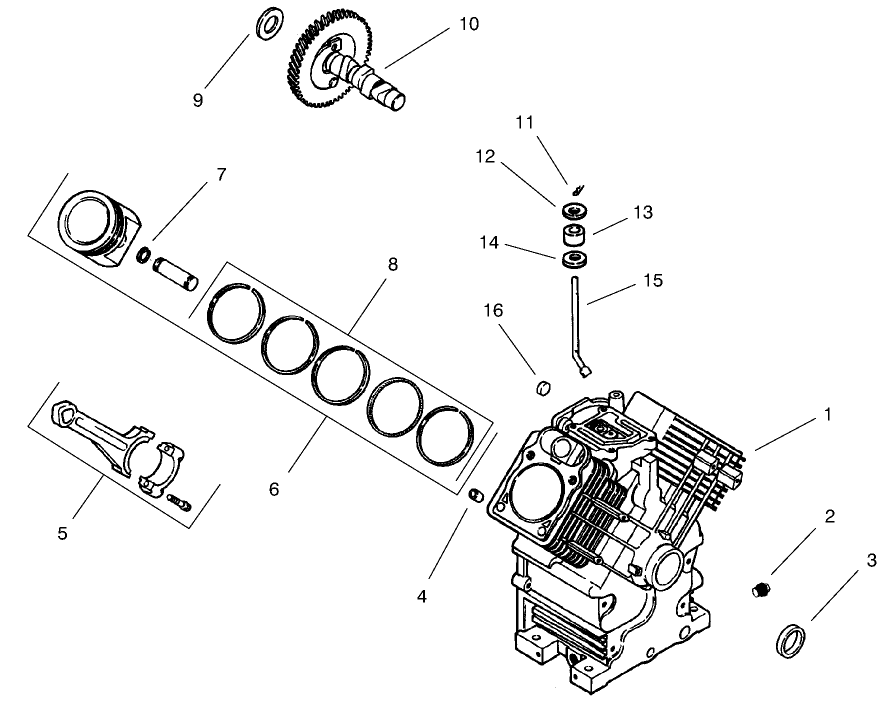 Group 2-Crankcase Diagram and Parts List for 22305 990001 - 991007 Toro Lawn Tractor Accessories