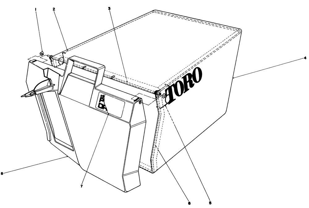 Grass Bag Assembly Diagram and Parts List for 20715 0000001 - 0999999 Toro Lawn Mower