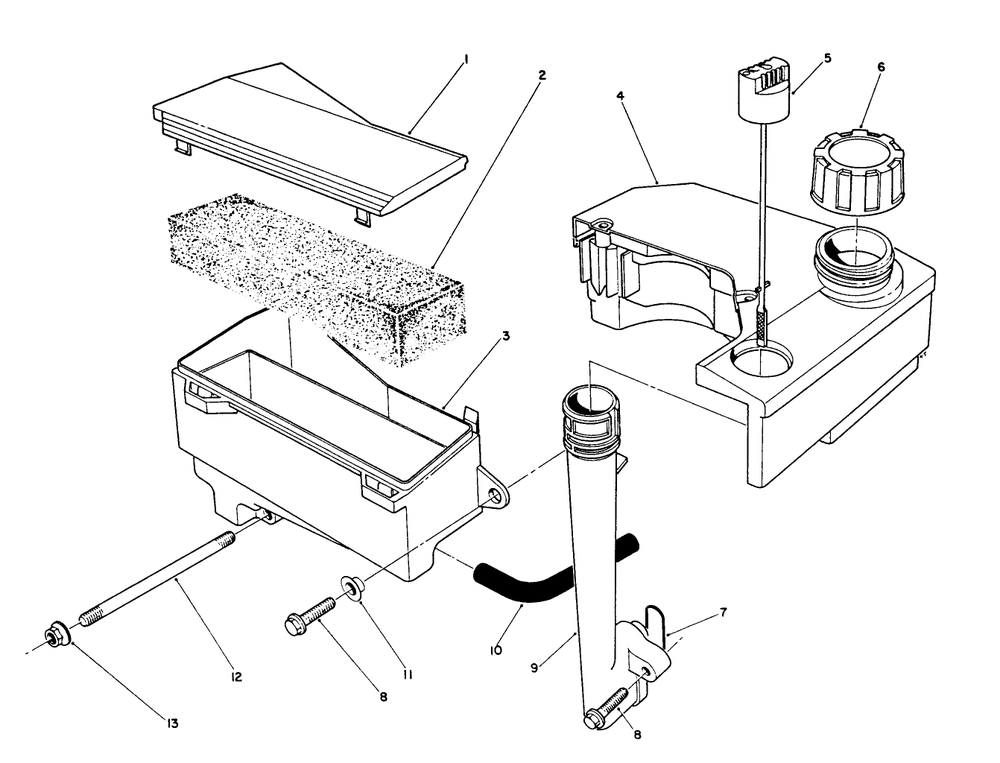 Air Cleaner & Fuel Tank Assembly (Engine Model No. Vmk9-3) Diagram and Parts List for 26624 0001102 - 0999999 Toro Lawn Mower