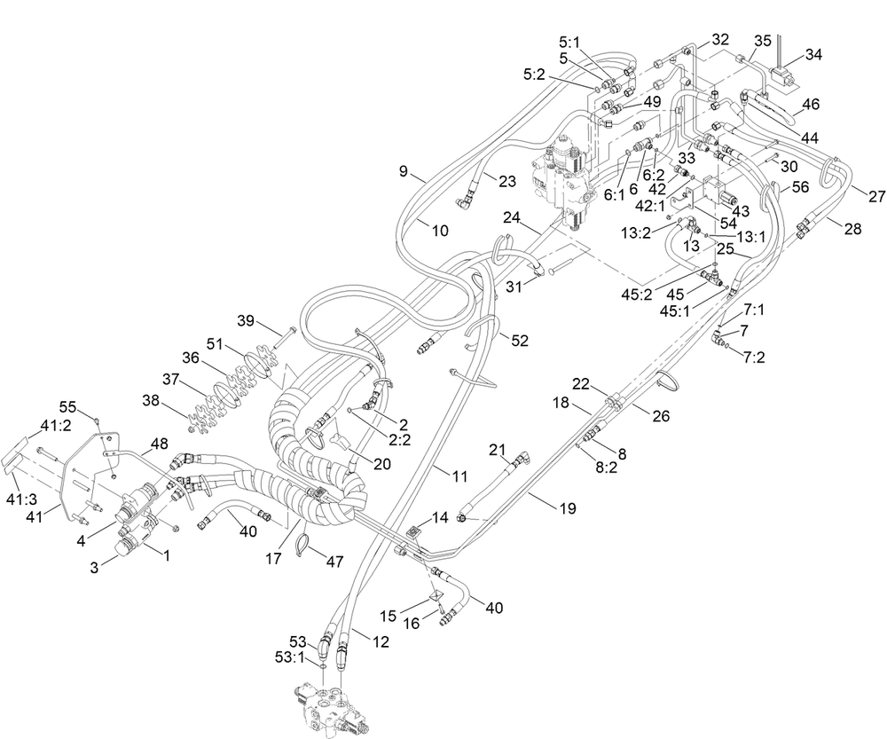 Manifold Hydraulic Assembly Diagram and Parts List for 22370 400000000 - 410399999 Toro Lawn Tractor Accessories