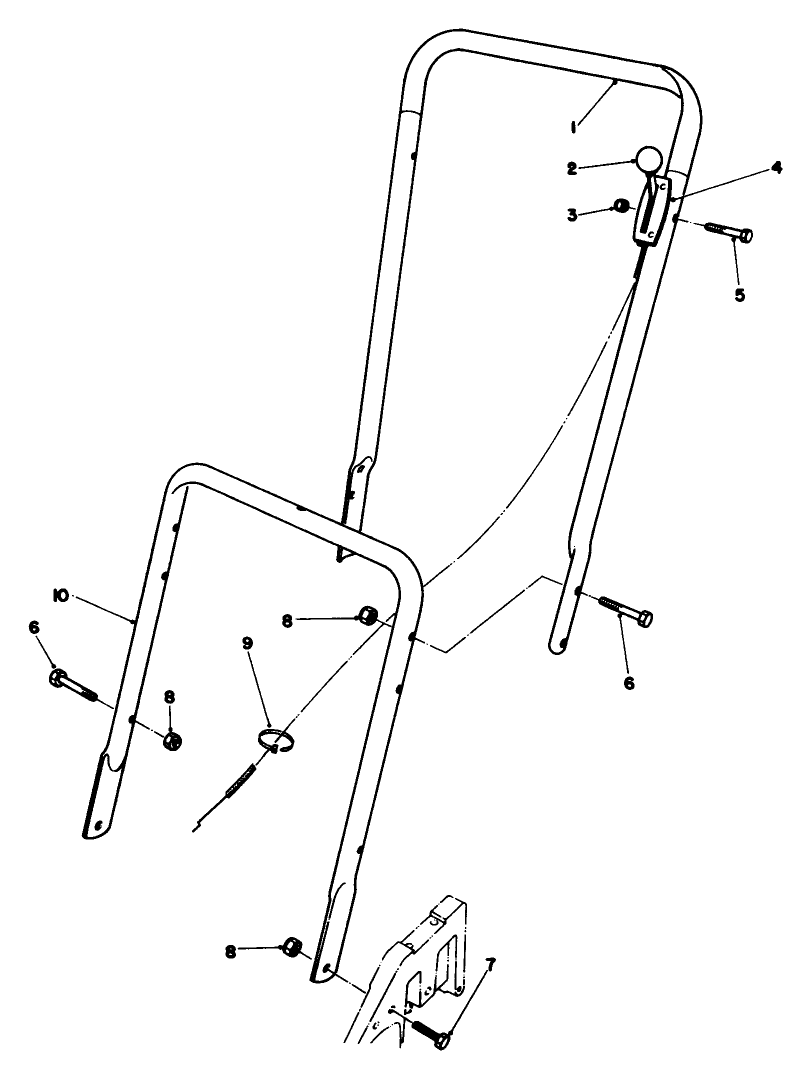 Handle Assembly Diagram and Parts List for 22510 7000001 - 7999999 Toro Lawn Mower