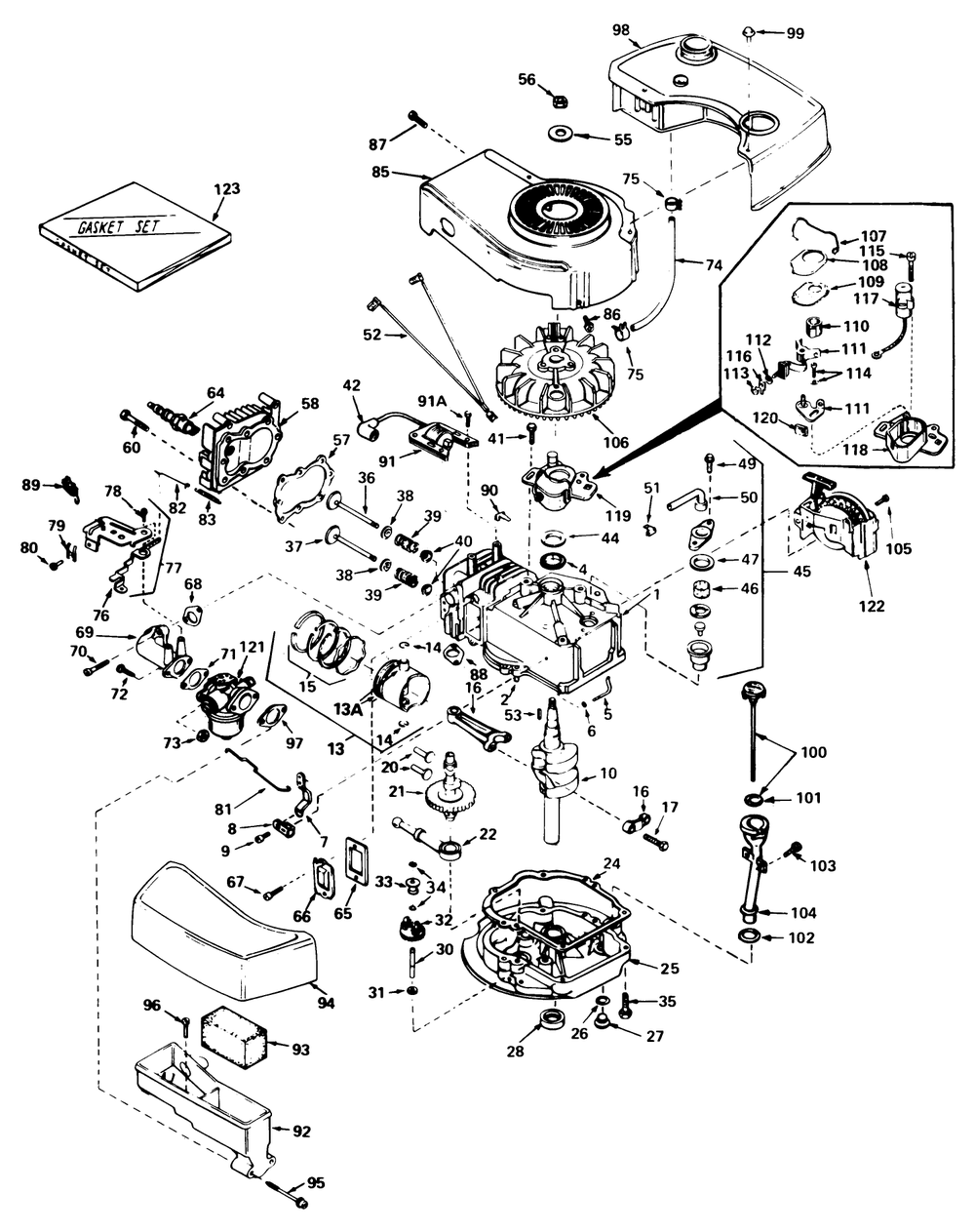 Engine Tecumseh Model No. Tnt 100-10066c Diagram and Parts List for 20788 0000001 - 0999999 Toro Lawn Mower