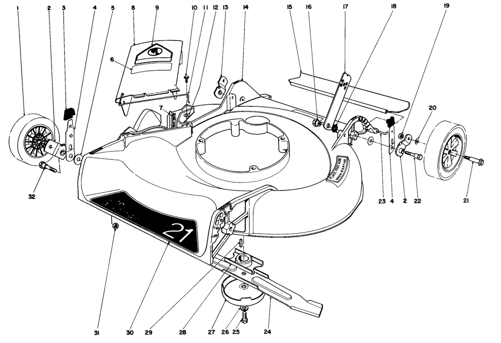 Housing Assembly Diagram and Parts List for 16310 2000001 - 2999999 Toro Lawn Mower