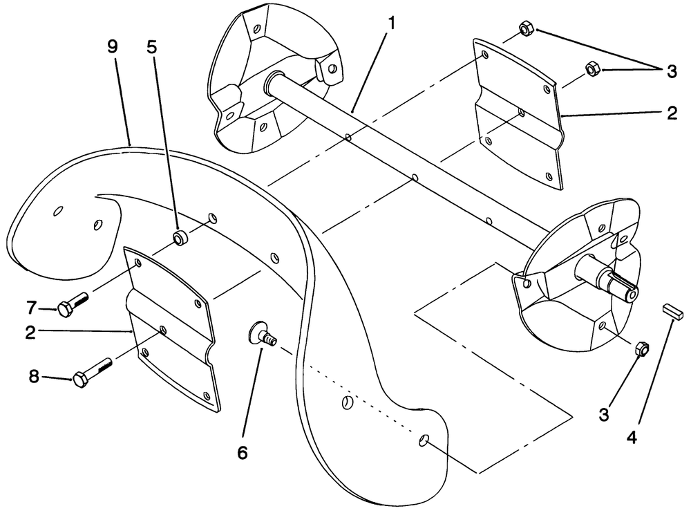 Rotor Assembly Diagram and Parts List for 38196 3900001 - 3999999 Toro Snow Blower