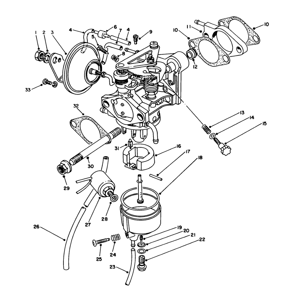 Carburetor Assembly Diagram and Parts List for 62040 7000001 - 7999999 Toro Generator