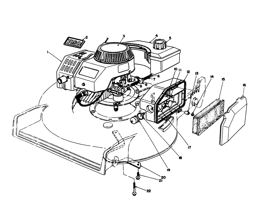 Engine Assembly Diagram and Parts List for 20106 2000001 - 2999999 Toro Lawn Mower