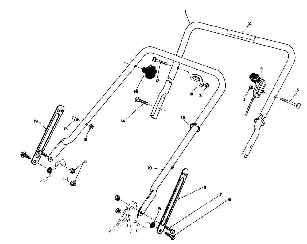 Handle Assembly Diagram and Parts List for 20329 2000001 - 2999999 Toro Lawn Mower