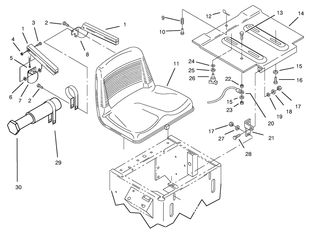 Seat Assembly Diagram and Parts List for 74120 490001 - 499999 Toro Lawn Tractor
