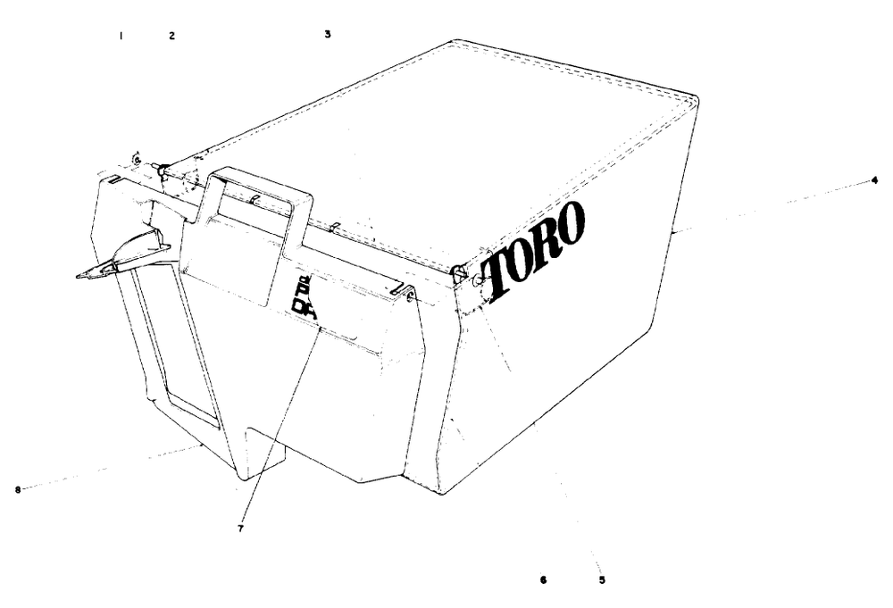 Grass Bag Assembly Diagram and Parts List for 10510 1000001 - 1999999 Toro Lawn Mower