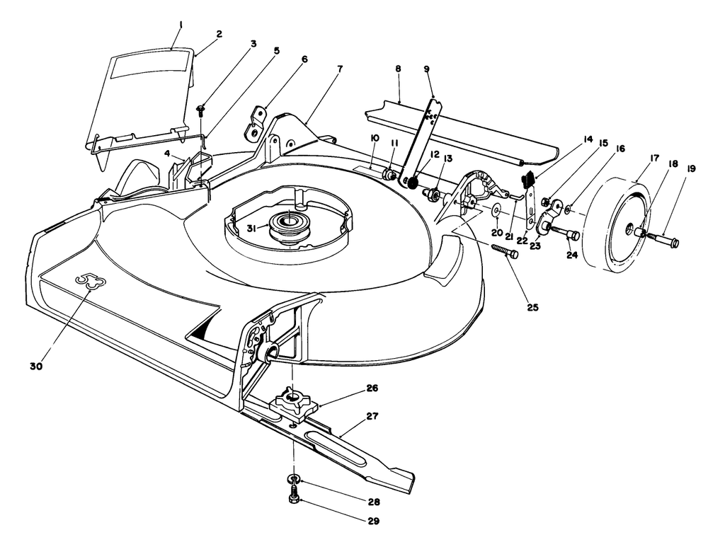 Housing Assembly Diagram and Parts List for 16212C 7000001 - 7999999 Toro Lawn Mower