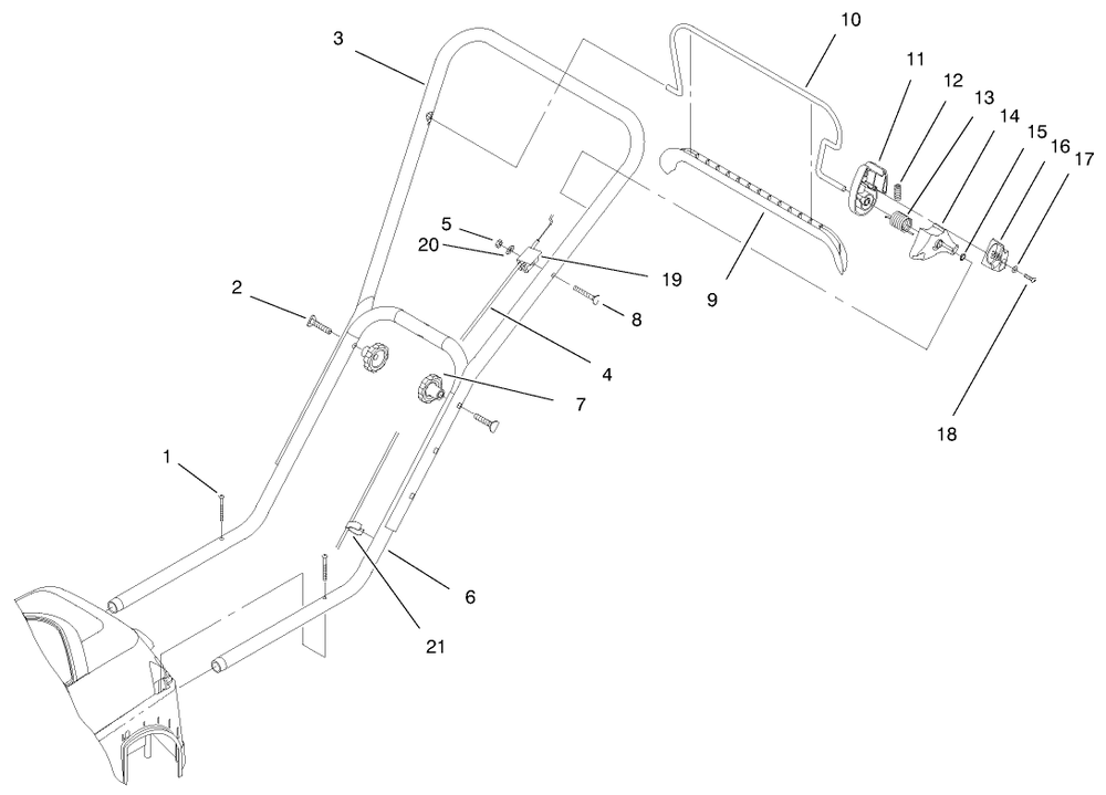 Handle And Controls Assembly Diagram and Parts List for 20647 7900001 - 7999999 Toro Lawn Tractor Accessories
