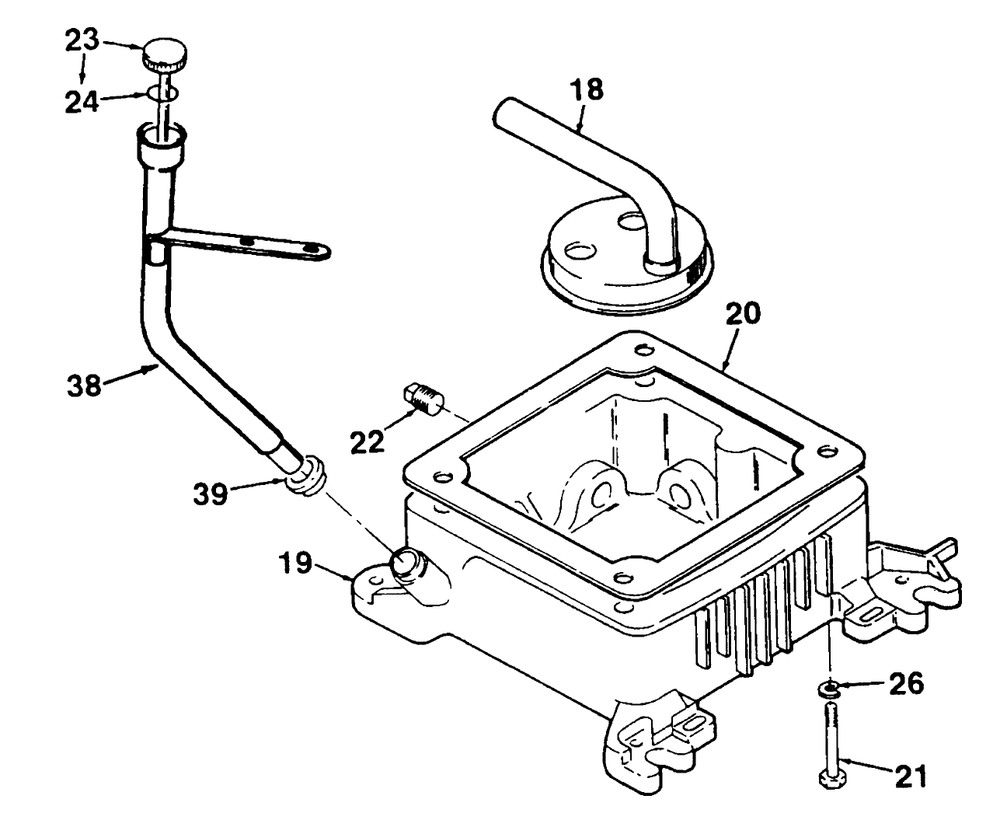 Oil Pan, Filler Tube Diagram and Parts List for 74140 690001 - 699999 Toro Lawn Tractor
