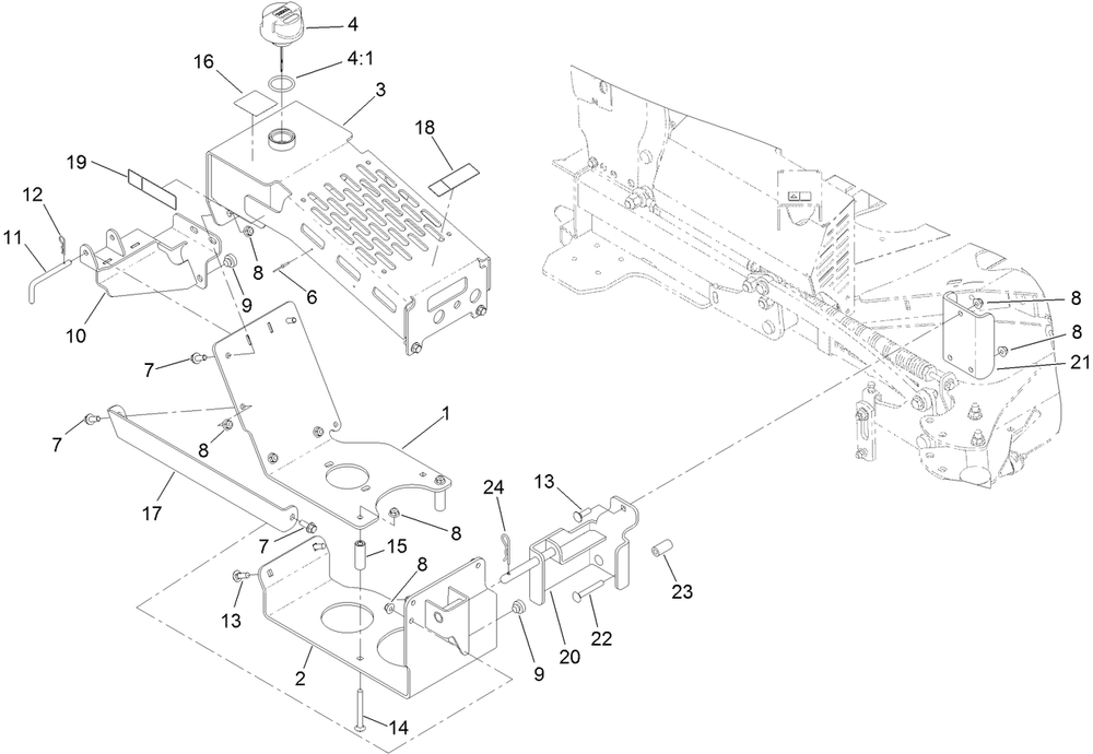 High Flow Hydraulic Assembly Diagram and Parts List for 78601 400000000-999999999 Toro Lawn Mower