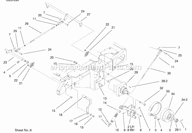 Parking Brake System Assembly Diagram and Parts List for 74174 200000001-200999999 Toro Lawn Mower