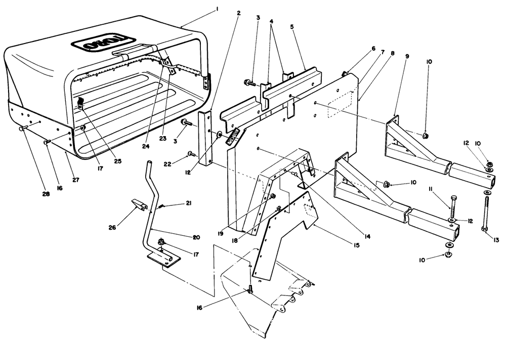 36" Side Discharge Bagging Kit Model No. 30125 Diagram and Parts List for 30125 8000001 - 8999999 Toro Lawn Tractor Accessories