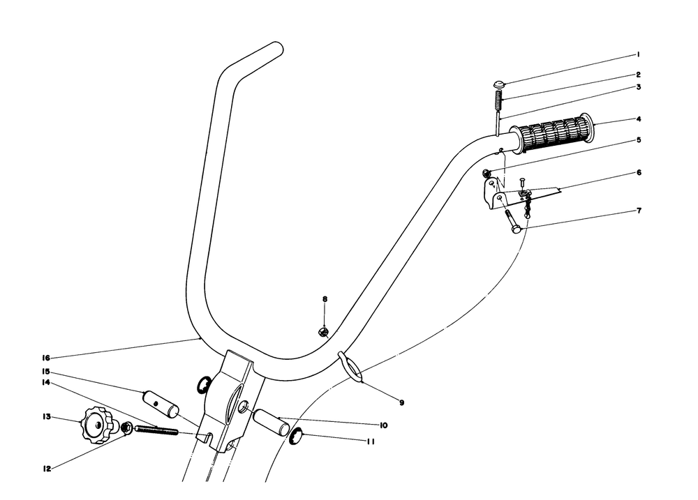 Handle Assembly Diagram and Parts List for 58336 2000001 - 2999999 Toro Tiller