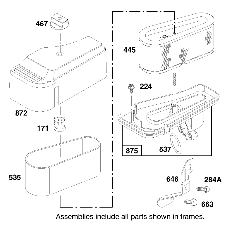 Engine Briggs & Stratton Model 28n707-1131-E1 Diagram and Parts List for 71215 8900001 - 8999999 Toro Lawn Tractor