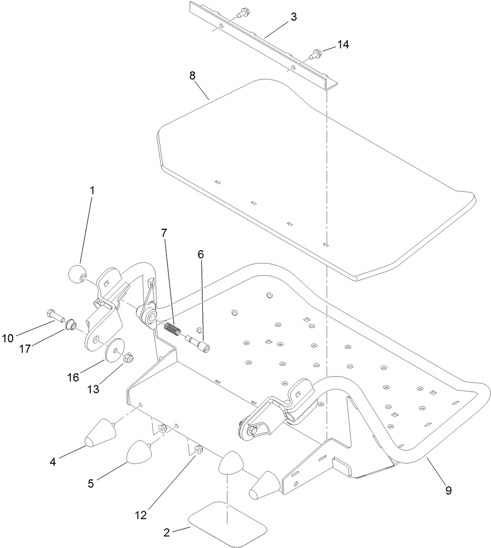 Platform Assembly Diagram and Parts List for 74534TE (313000001-313999999)(2013) Toro Lawn Mower