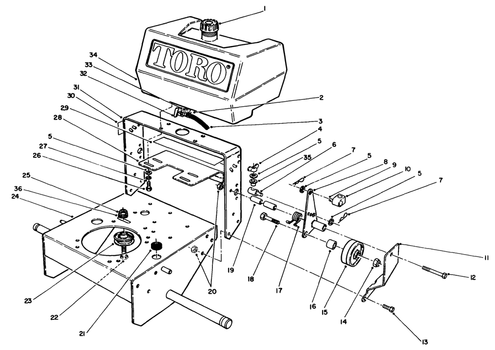 Frame Assembly Diagram and Parts List for 30165 3900001 - 3999999 Toro Lawn Tractor Accessories