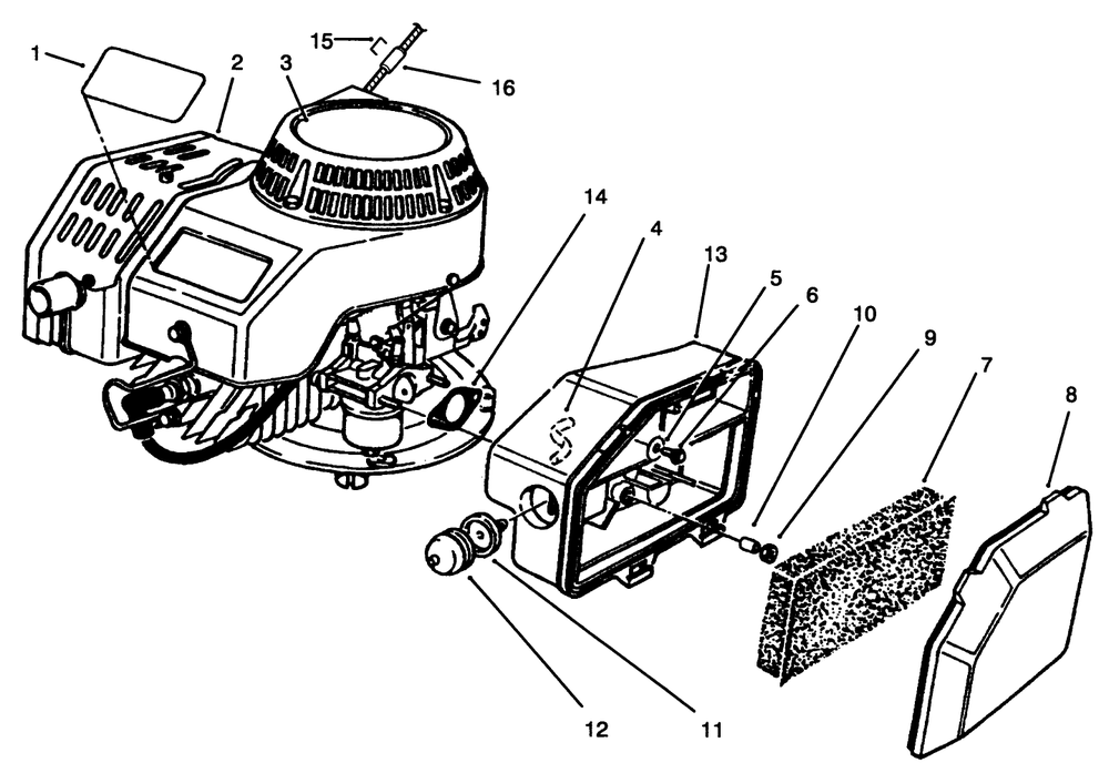 Engine Assembly Diagram and Parts List for 22026 5900001 - 5999999 Toro Lawn Mower