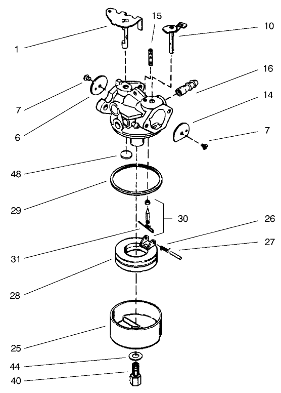 Carburetor Assembly No. 632751 Diagram and Parts List for 38425 7900001 - 7999999 Toro Snow Blower