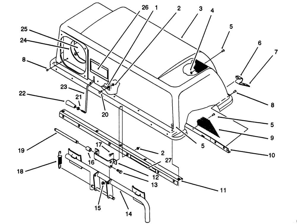 Bag Top & Frame Assembly Diagram and Parts List for 79301 3900001 - 3999999 Toro Lawn Tractor Accessories