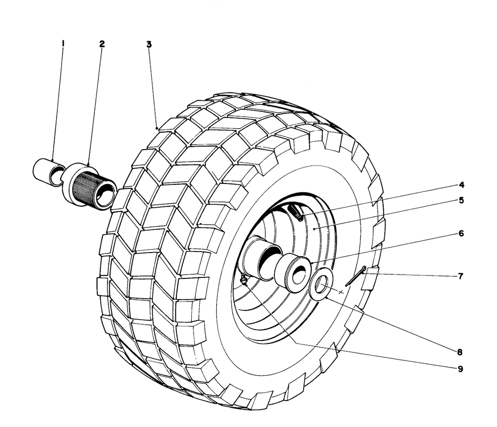 Wheel Assembly Diagram and Parts List for 31832 1000001 - 1999999 Toro Snow Blower