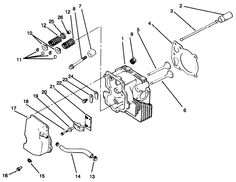 Cylinder Head/Valve/Breather Diagram and Parts List for 72064 6900001 - 6999999 Toro Lawn Tractor