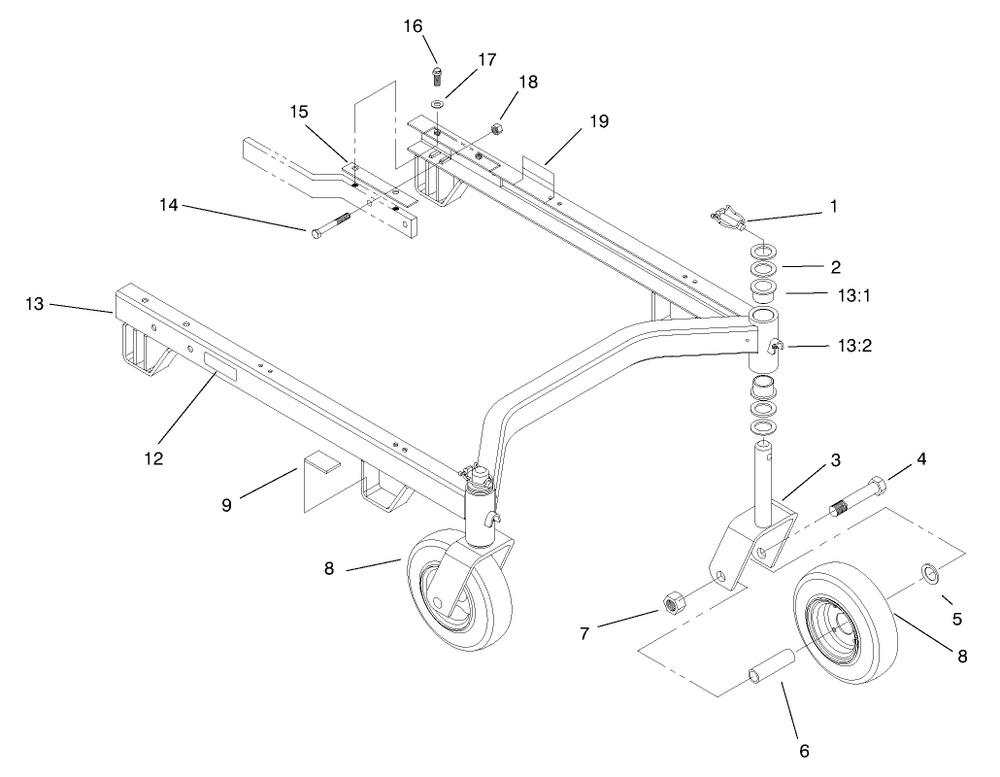 Carrier Frame Diagram and Parts List for 30773 790001 - 799999 Toro Lawn Mower