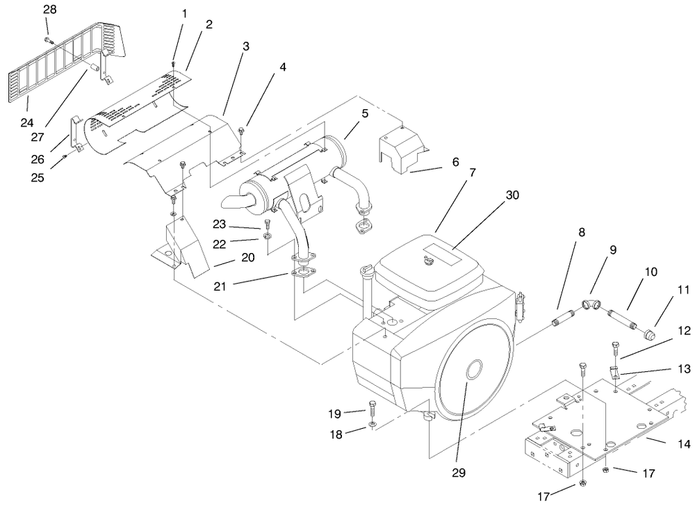 Engine Assembly Diagram and Parts List for 73422 7900001 - 7999999 Toro Lawn Tractor