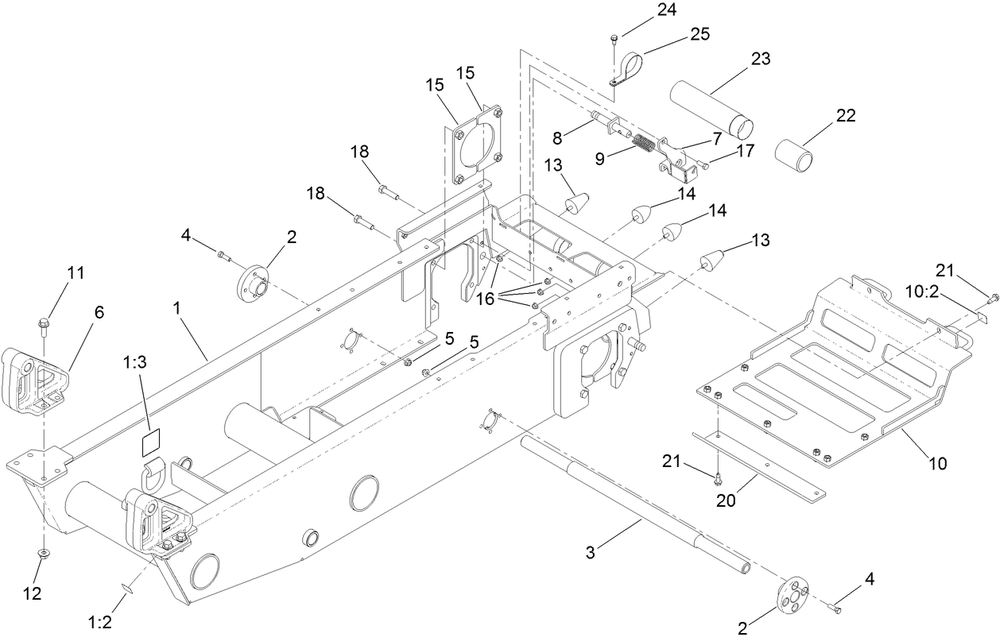 Frame Assembly Diagram and Parts List for 68138 403300000 - 404319999 Toro Lawn Tractor Accessories