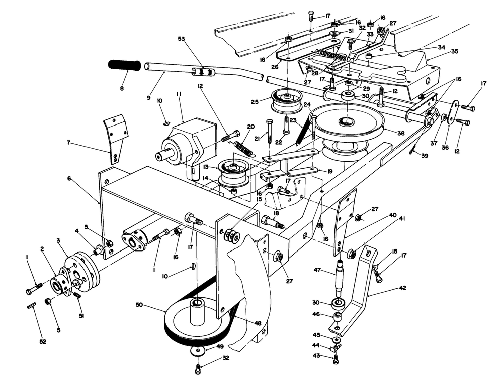 Frame & Pulley Assembly 36" Snowthrower Attachment Model No. 59160 (Optional) Diagram and Parts List for 57300 4000001 - 4999999 Toro Lawn Tractor
