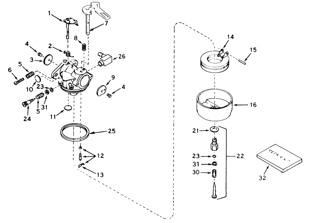 Carburetor No. 632107 Diagram and Parts List for 38052 4000001 - 4999999 Toro Snow Blower