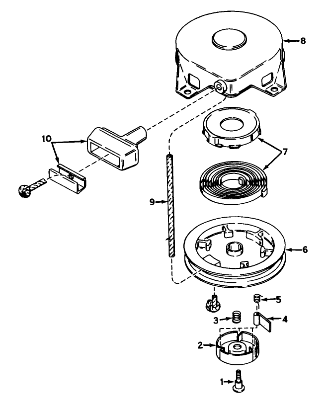 Rewind Starter No. 590420 Parts List Diagram and Parts List for 23301 1000001 - 1999999 Toro Lawn Mower